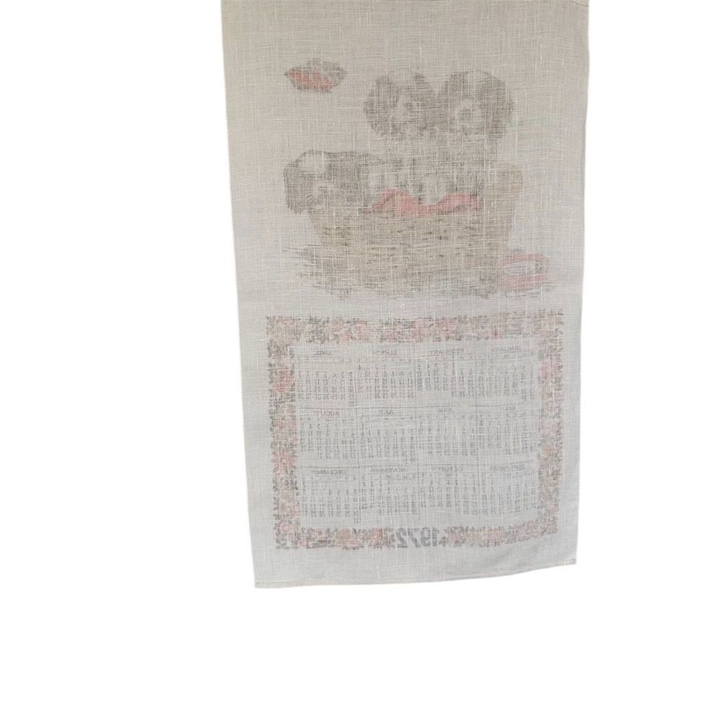 Vintage 1972 Elizabeth Bradley Tea Towel Spaniel Puppies Calendar Design - Picture 5 of 6